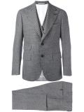 patterned three-piece suit