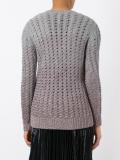 V-neck open knit jumper