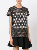 camouflage and star print T-shirt