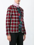 plaid contrast floral stripe jacket