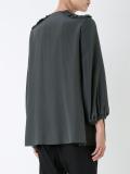 'CDC' picot ruffle blouse