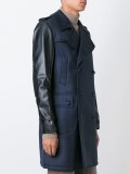 double-breasted contrast sleeves coat