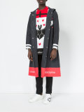 slogan graphic print hooded coat