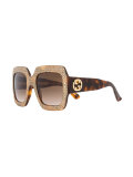 oversize crystal square sunglasses