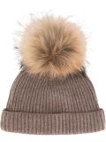 detachable pompom ribbed hat