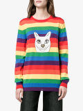 cat rainbow stripe intarsia sweater