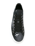 bleach splattered denim trainers