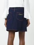 patch pocket denim skirt