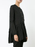 pleated trim striped shirt 