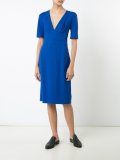 fitted waist V-neck dress