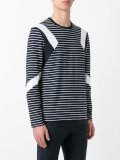 geometric insert striped top