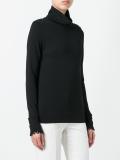 scalloped turtleneck top