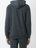 zipped-up hoodie
