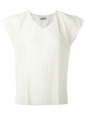 pleated V-neck top