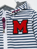 logo patch striped hoodie