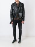 diagonal stripe biker jacket