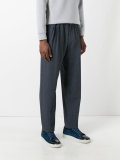 striped drop-crotch trousers