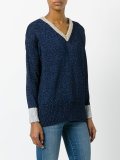 contrast v-neck sweater