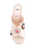 flower appliqué crossover sandals