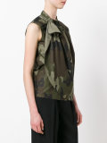 camouflage print sleeveless blouse