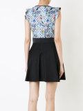 lace insert bird print dress