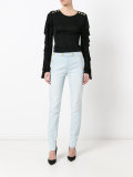 decorative button skinny jeans
