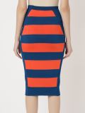 striped knit midi skirt