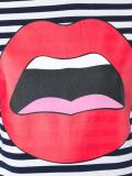 mouth print striped T-shirt 