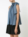chambray tie neck halter top