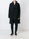 layered hem hooded coat