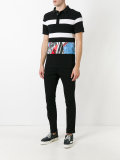 multi-print polo top