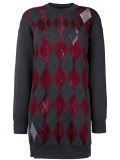 arygle sweater dress with sheer diamonds