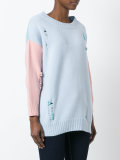 colour block pearled jumper