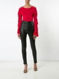 ruffled button shoulder blouse