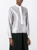 tie neck metallic shirt