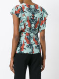 rabbits print belted blouse