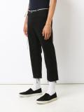 raw edge cropped trousers