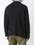 frayed textured knit cardigan