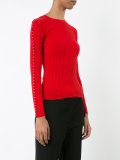 ring trim ribbed sweater