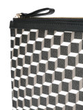 geometric print zipped clutch
