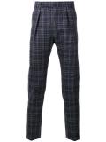 pleat detail plaid trousers