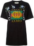 floral embroidered logo T-shirt