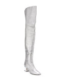 metallic thigh length boots