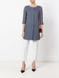 glitter effect collarless coat