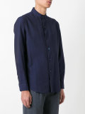 Seersucker mandarin collar shirt