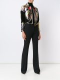 zipped patchwork cropped jacket