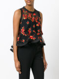 flowers embroidery sheer blouse