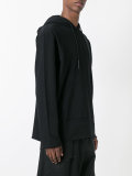 raw edge drawstring hoodie