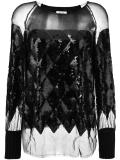 sequined sheer knit blouse