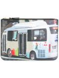 bus print zipped clutch